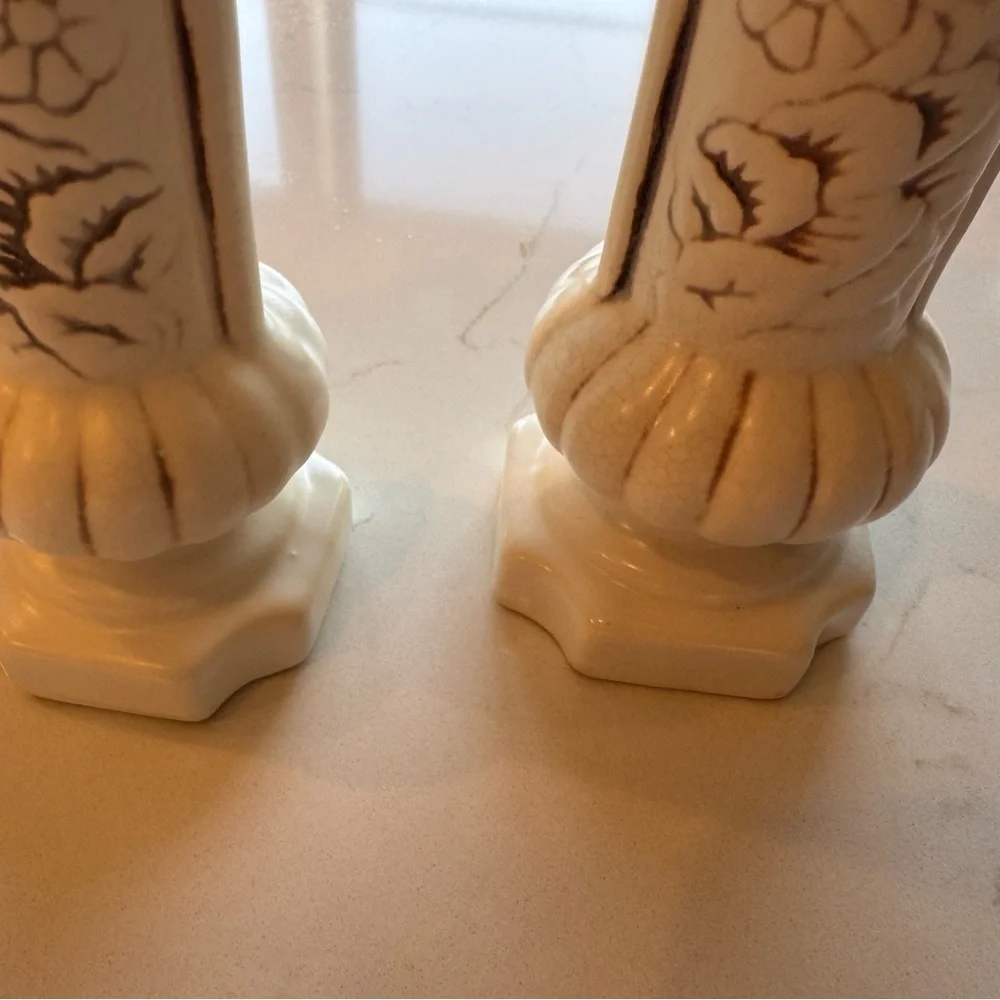 Vintage MCM Red Wing Pottery Raised Pattern Bud Vase Set of Two